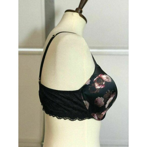 Soma Womens Black Floral LIMITED EDITION Satin & Lace Perfect Coverage Bra - Picture 7 of 12